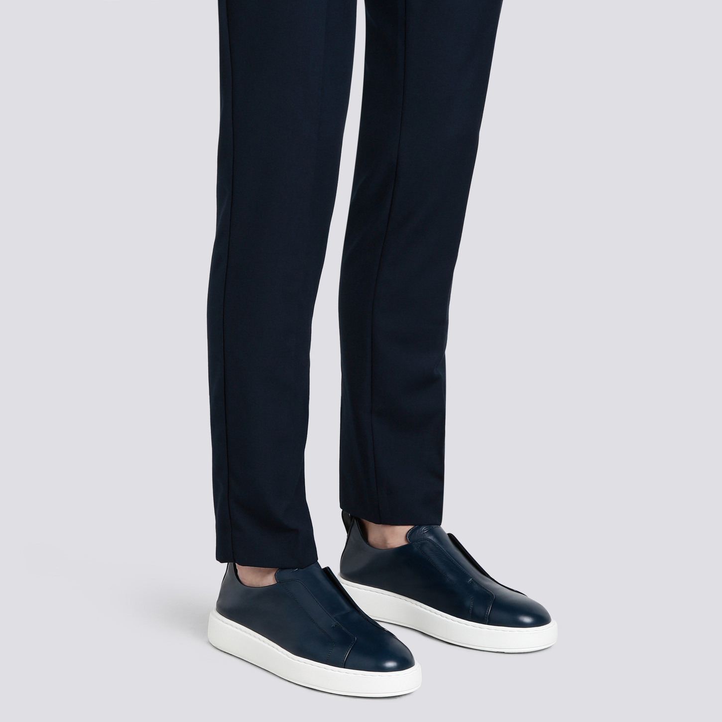 Men's blue leather slip-on sneaker - 2