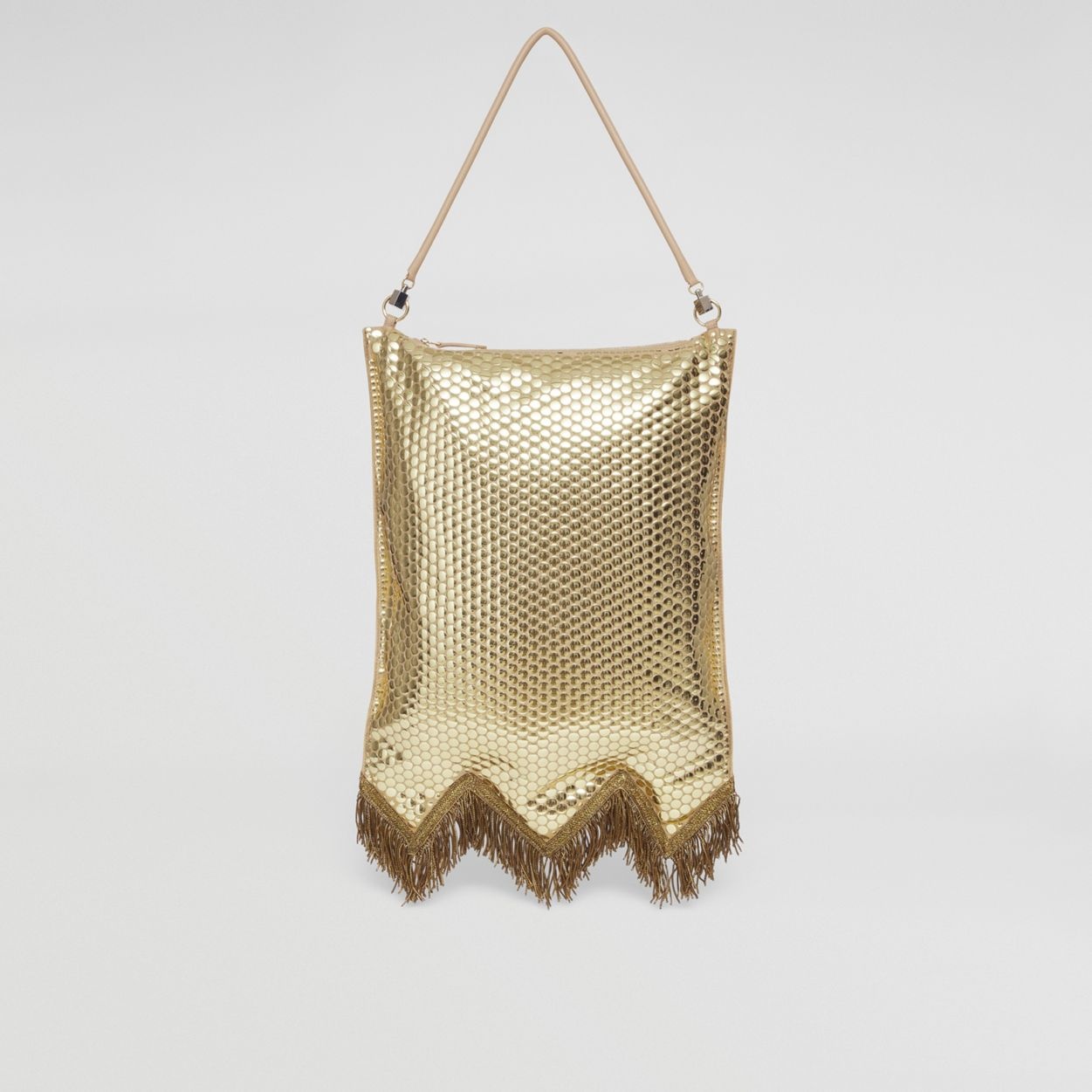 Bullion Fringing Paillette-embellished Silk Flag Bag - 1