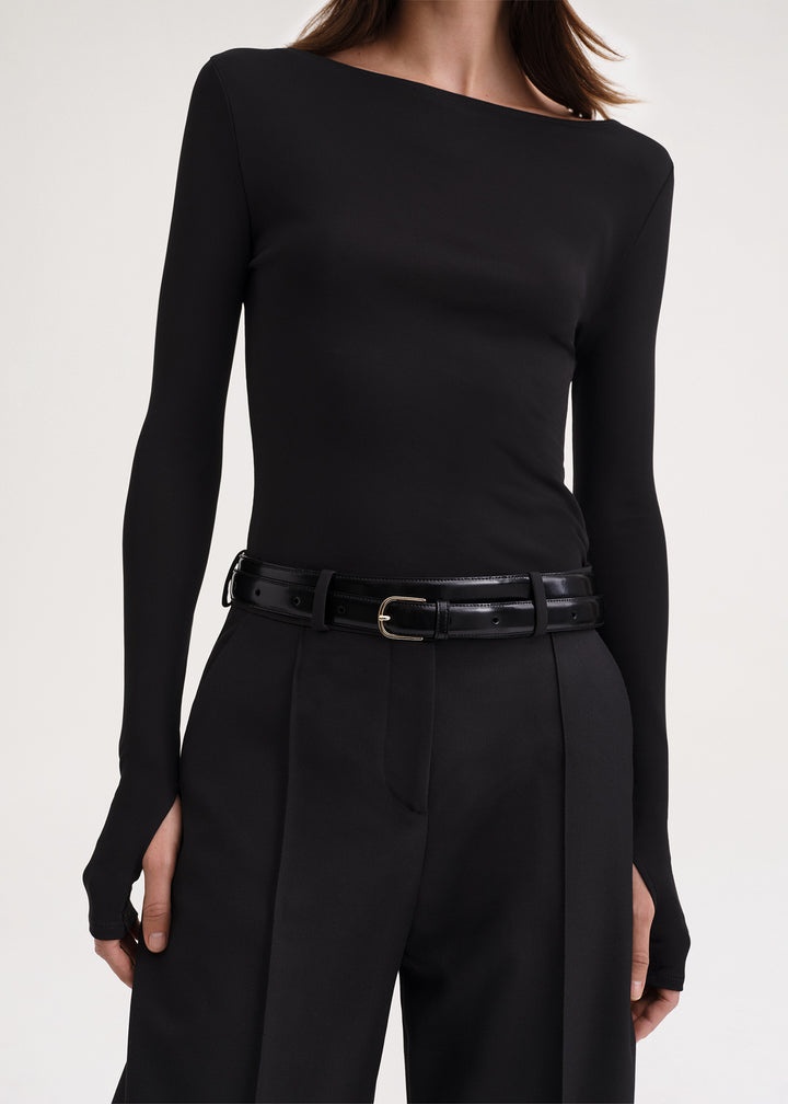 Long-sleeve boat neck top black - 5