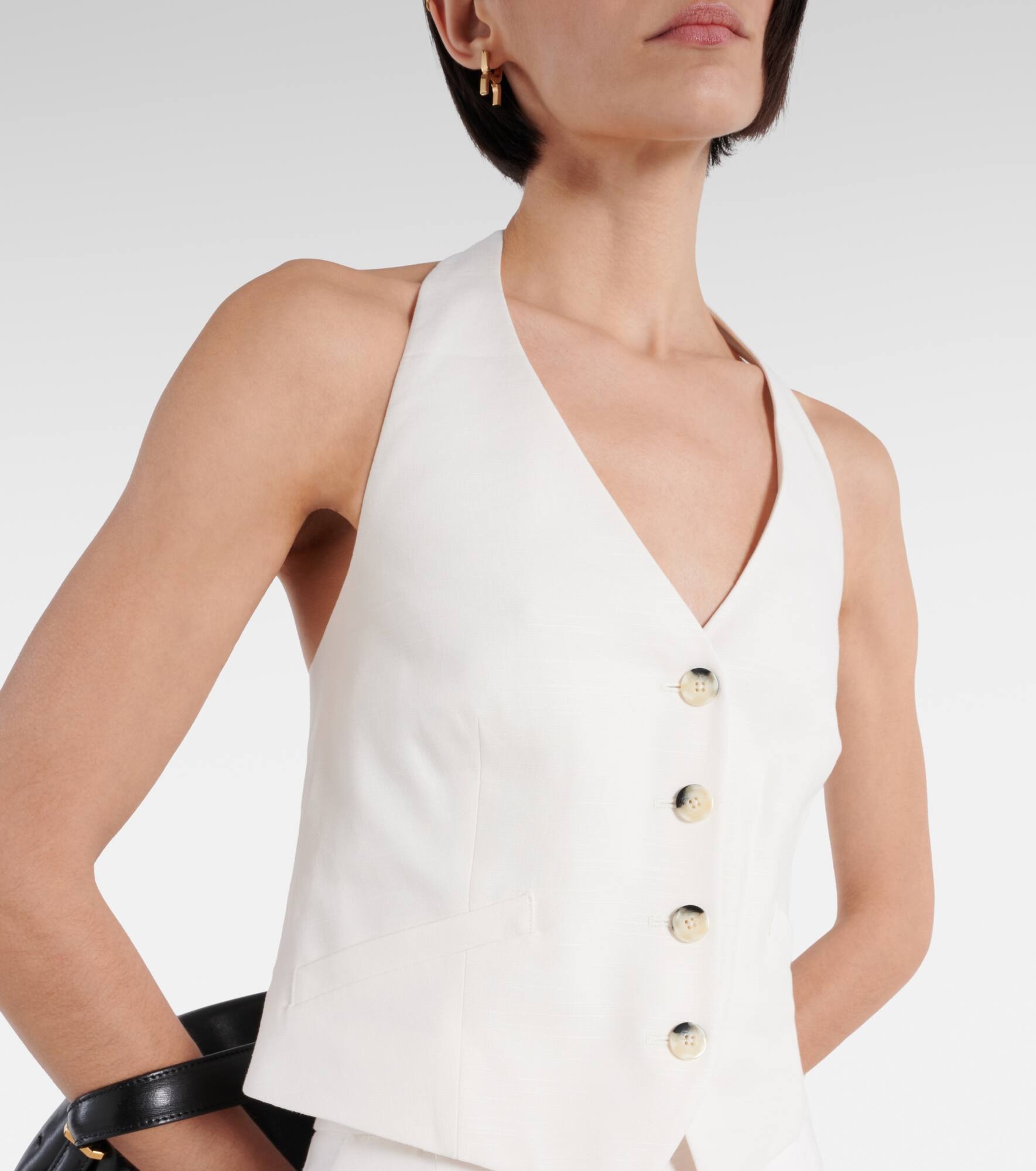 Arabella halterneck linen-blend vest - 4