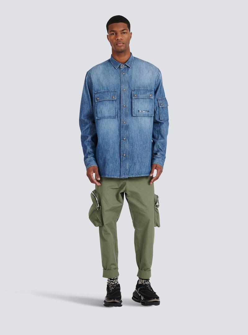 Balmain Denim shirt with logo Balmain outlook