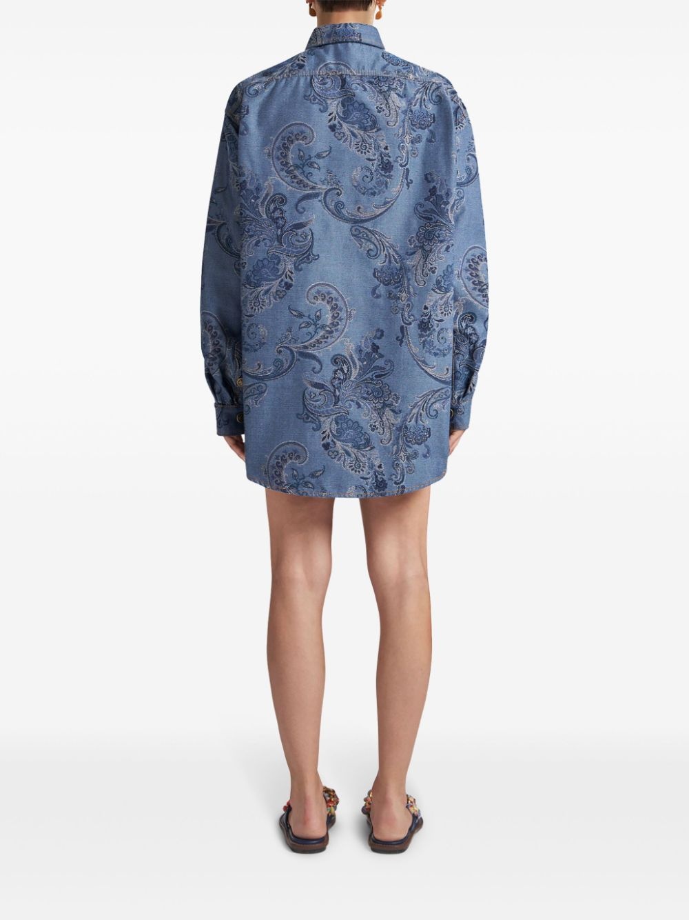 jacquard denim overshirt - 3