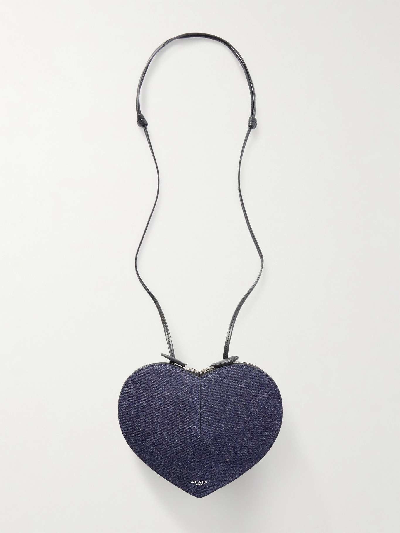 Le Coeur leather-trimmed denim shoulder bag Dark denim - 1