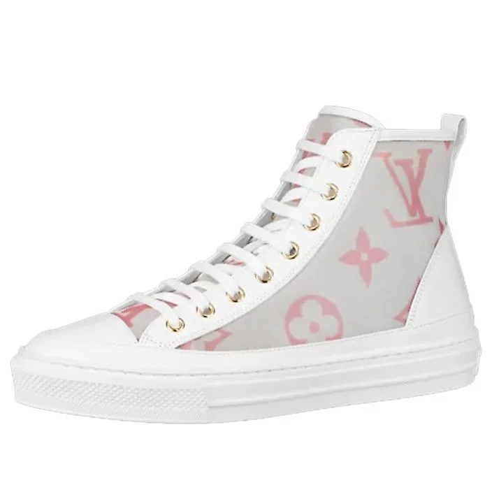 (WMNS) LOUIS VUITTON Stellar Zip Up Ankle Sneakers 'White Grey with Pink Monogram' 1A87DM - 1