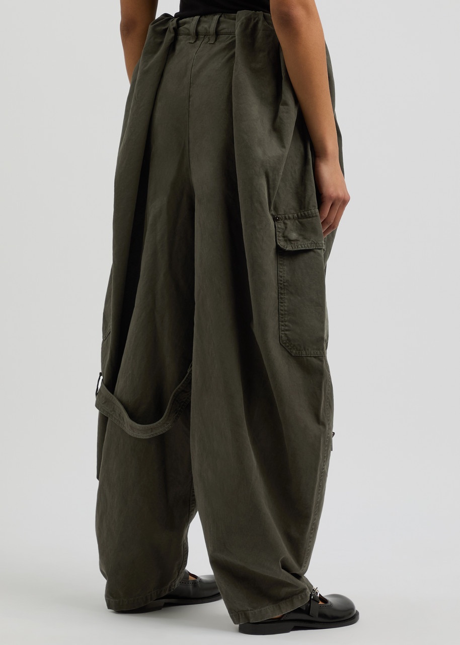 Loewe Womens Balloon Cotton Olive Cargo Trousers UK8/S - 3