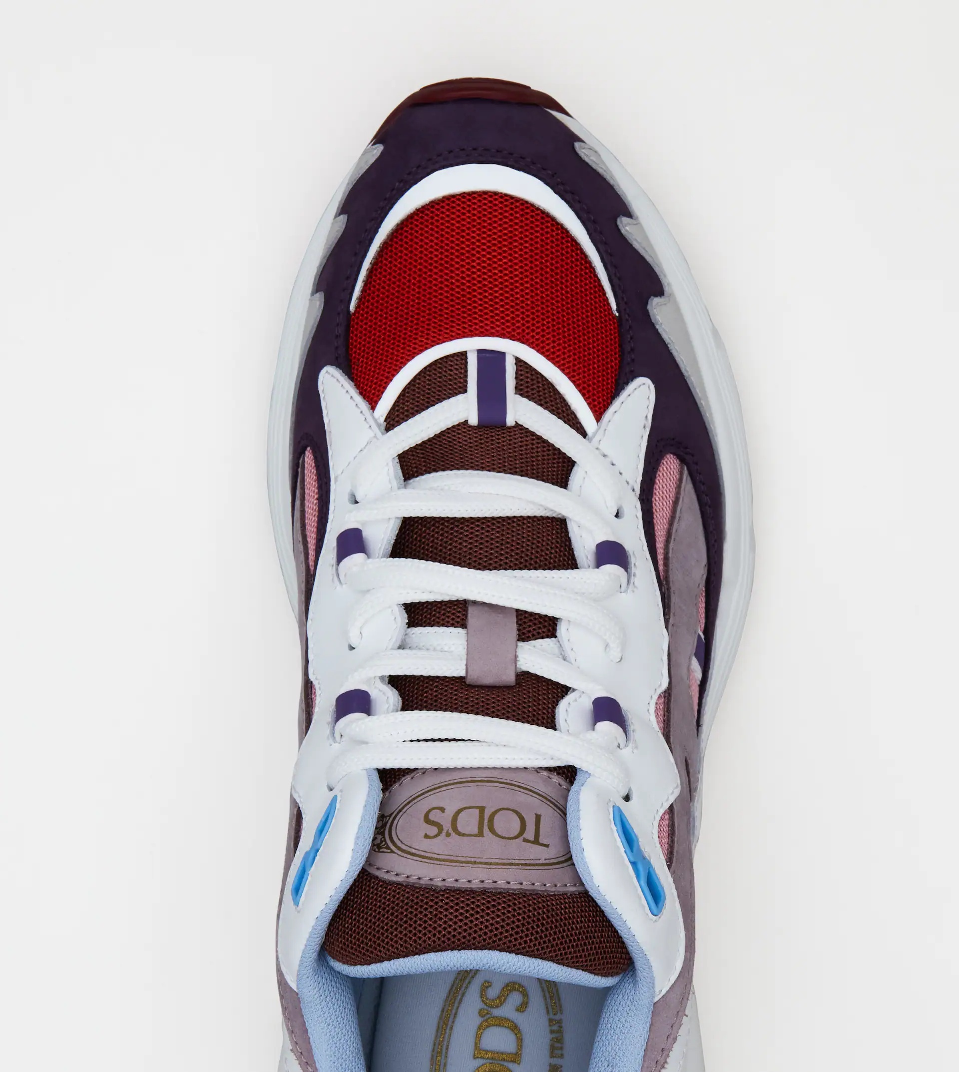 SNEAKERS IN LEATHER AND HIGH-TECH FABRIC - WHITE, VIOLET, PINK - 4