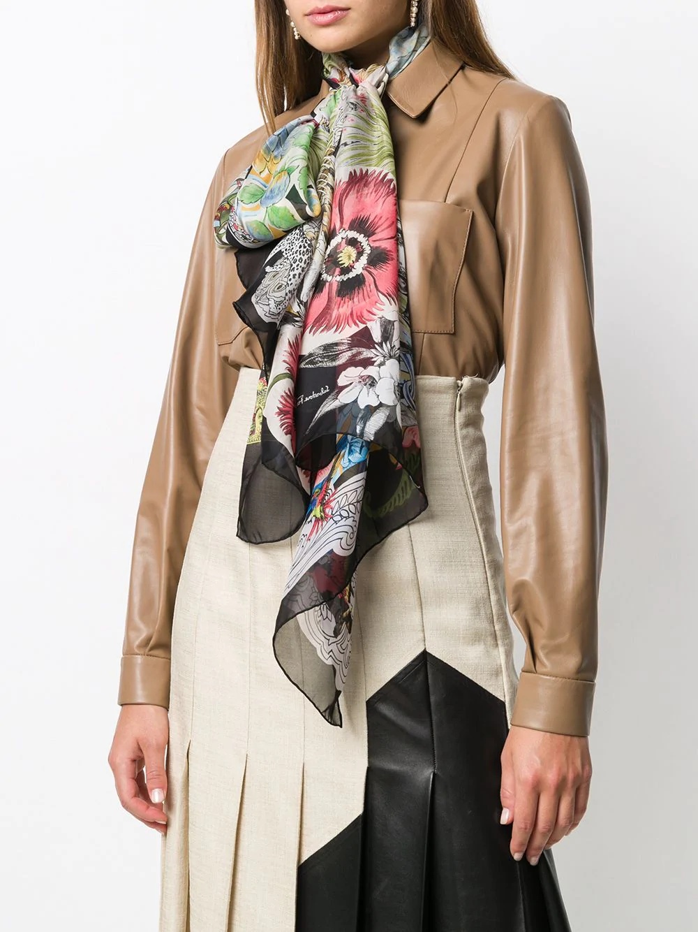 sheer floral-print silk scarf - 2