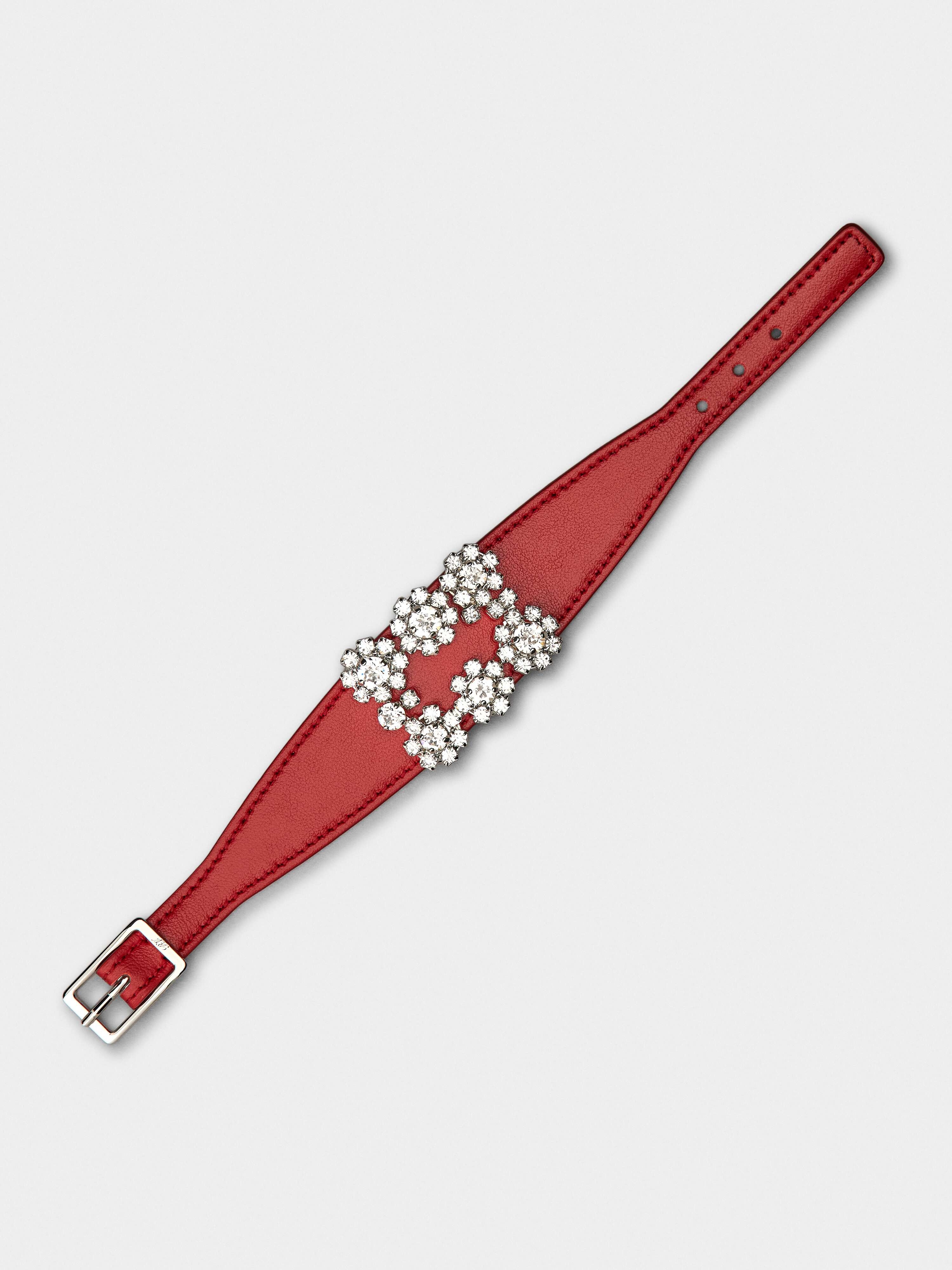 Flower Strass Buckle Bracelet in Leather - 4