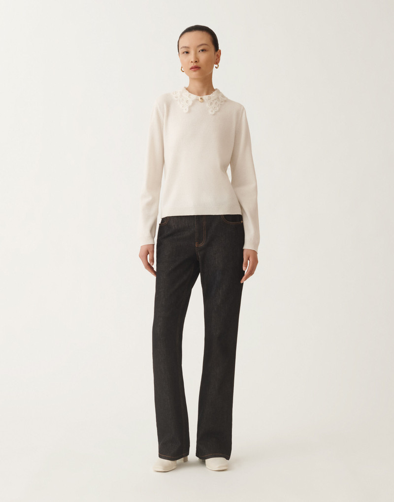 Platinum sweater with macramé lace 3