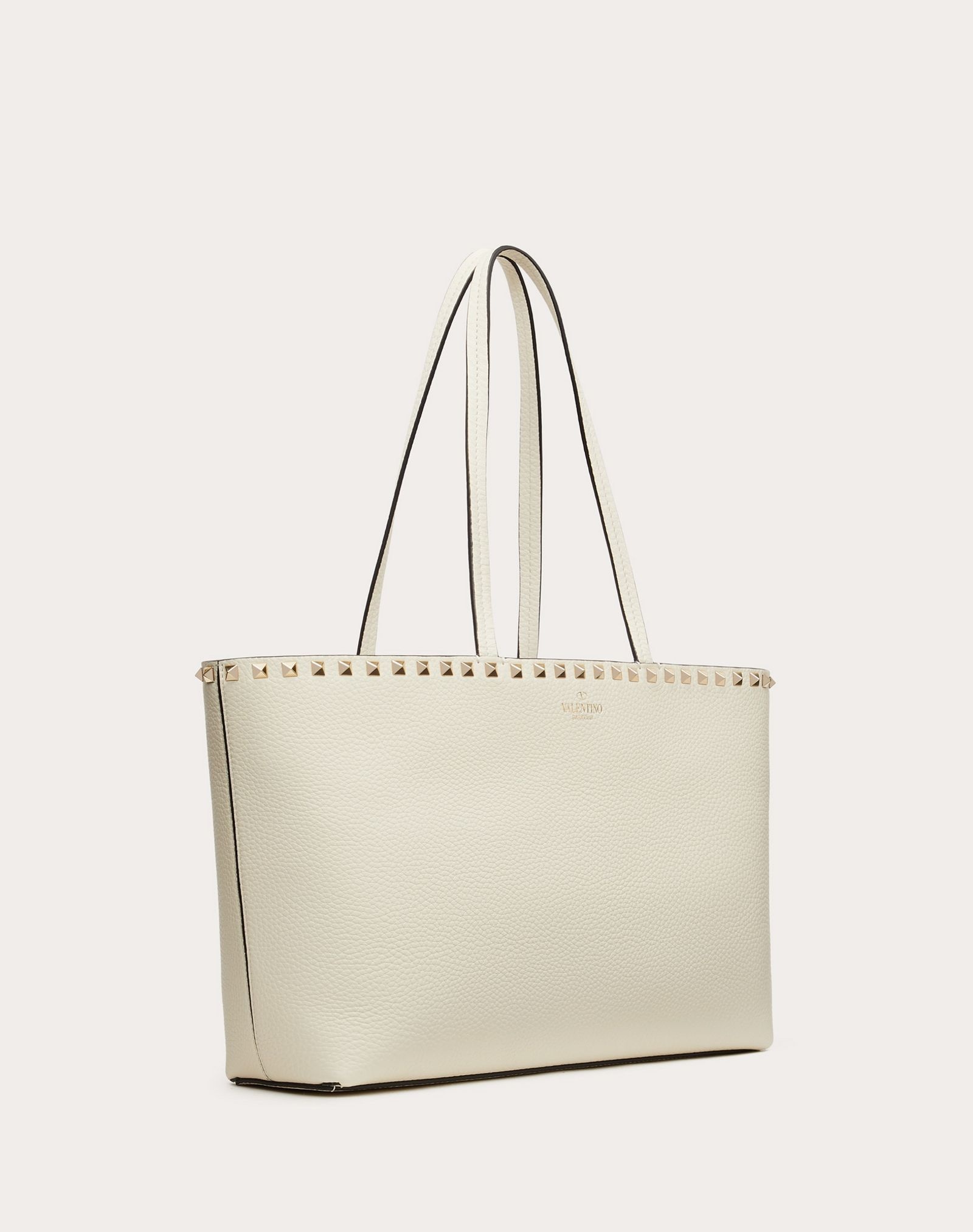 Small Rockstud Grainy Calfskin Shopper - 2