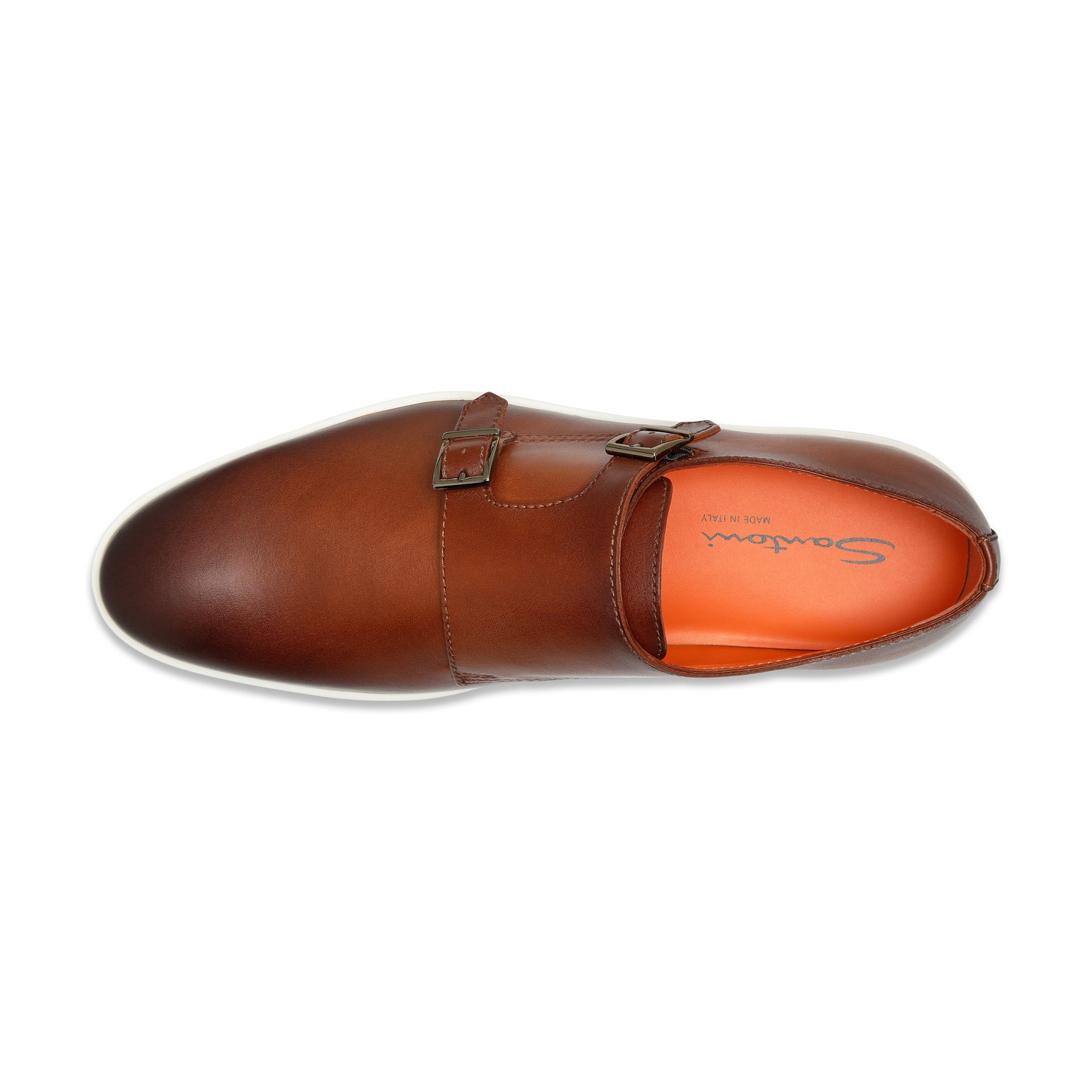 Men's brown leather double-buckle shoe - 4