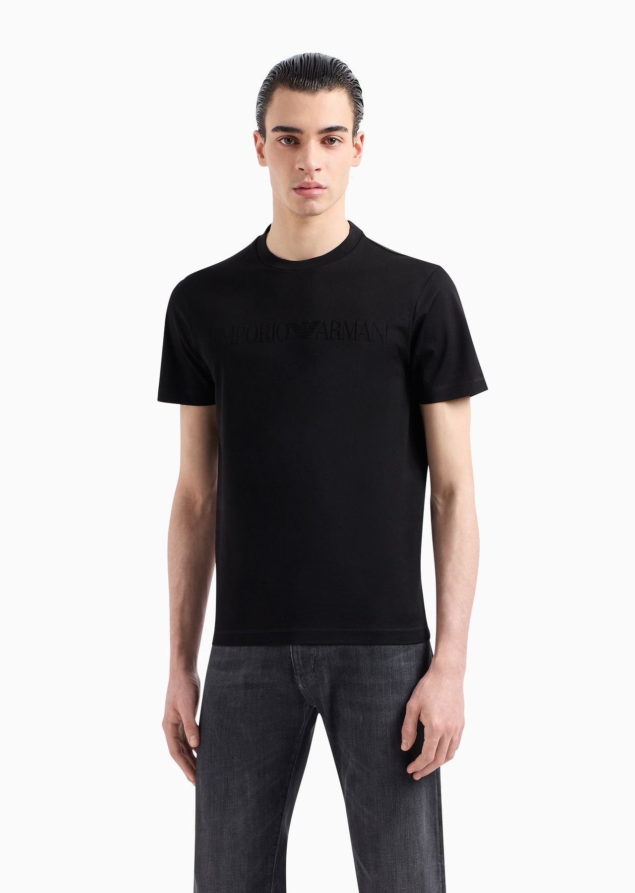 Jersey T-shirt with jacquard logo - 2