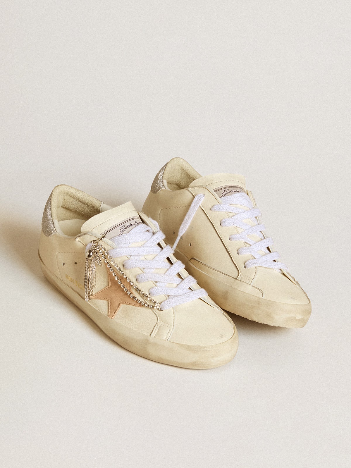 Women's Super-Star LTD in nappa leather with nude leather star and glitter heel tab - 2