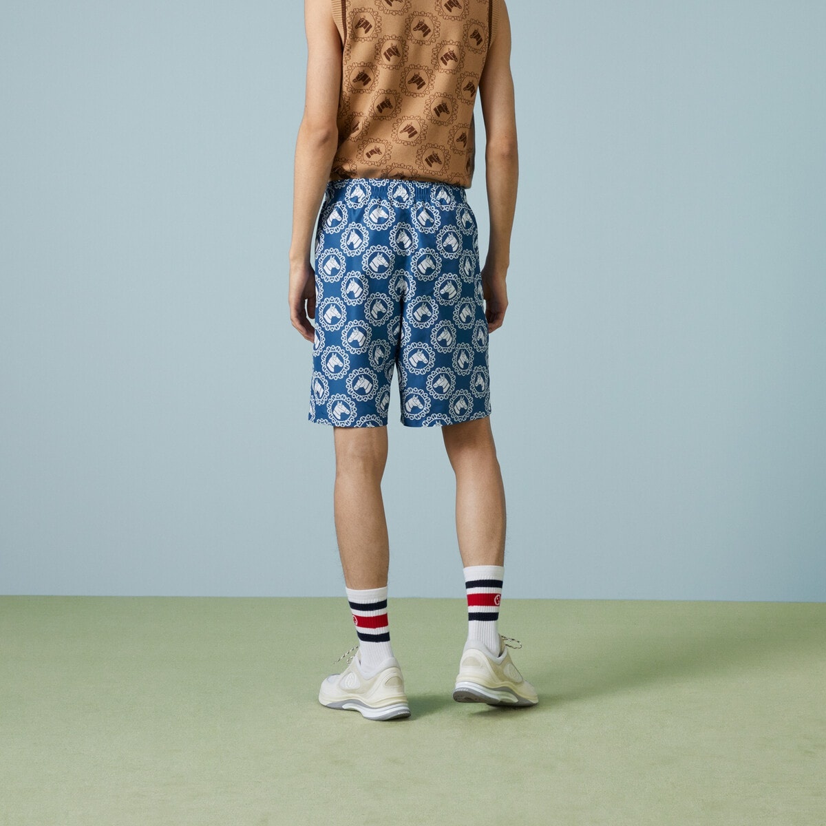 Nylon equestrian print swim shorts - 6