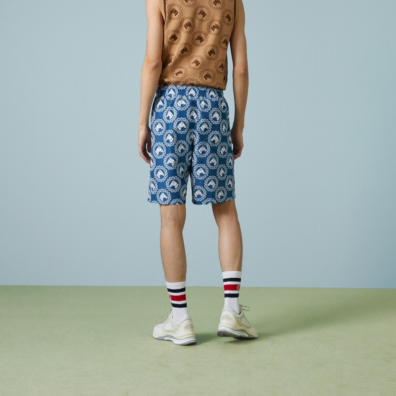 Nylon equestrian print swim shorts 6