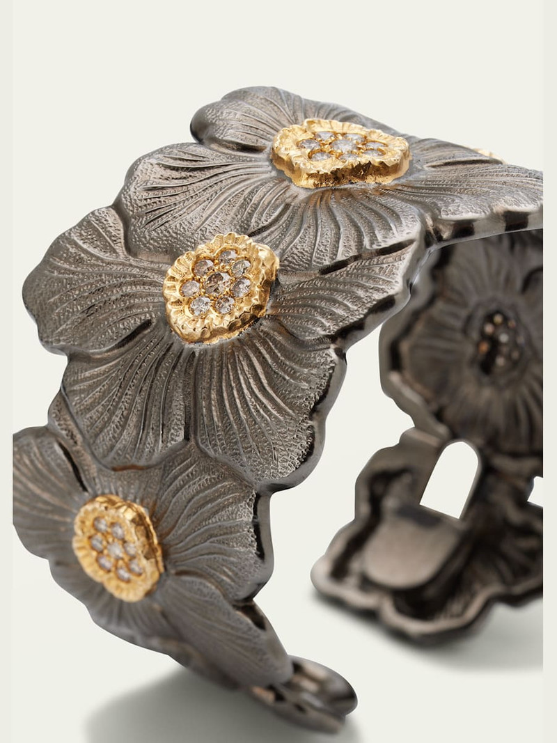 Buccellati Blossom Gardenia Cuff in Burnished Silver outlook