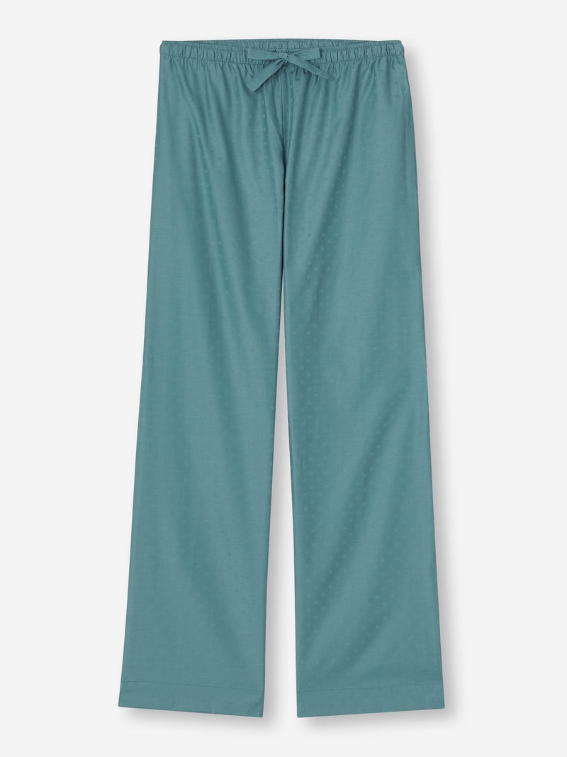 Women's Lounge Trousers Kate 9 Cotton Jacquard Teal 1