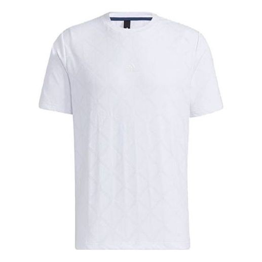 adidas Th Tee Techjaq Logo Printing mesh Short Sleeve White GP1012 - 1