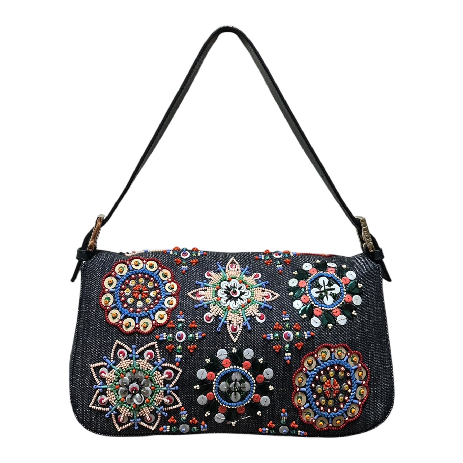 FENDI Denim Beaded Mamma Baguette Bag - 2