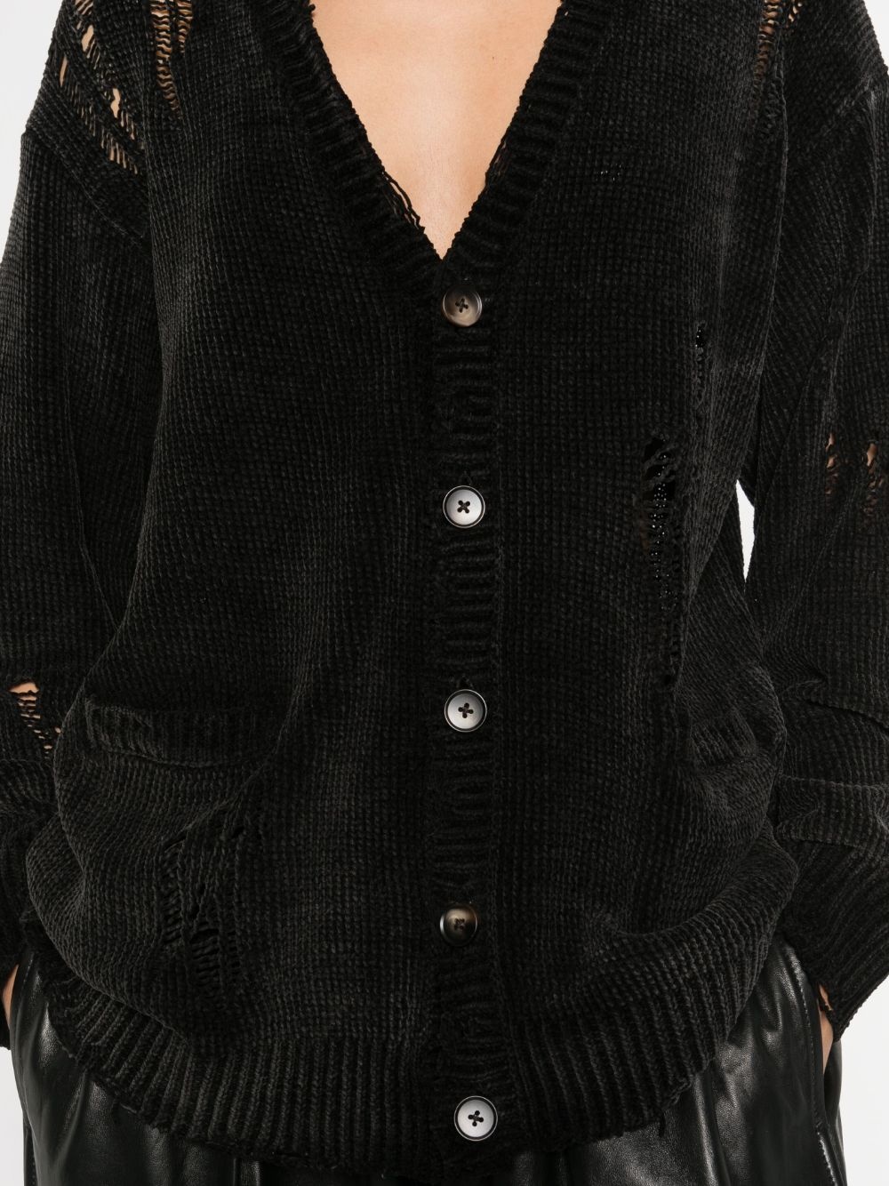 raw-cut fine-knit cardigan - 5