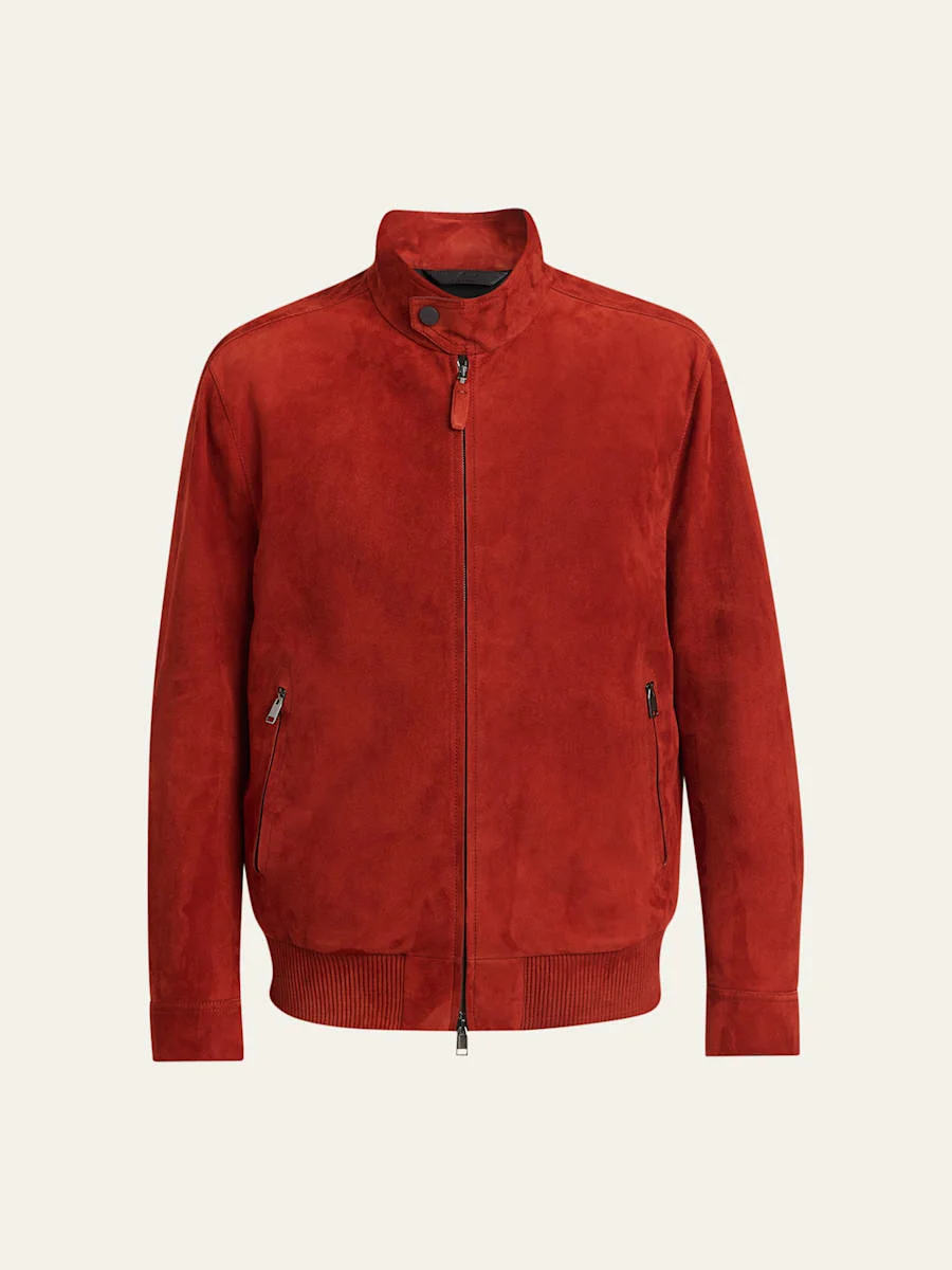 Men's Leather Stand-Collar Blouson - 1