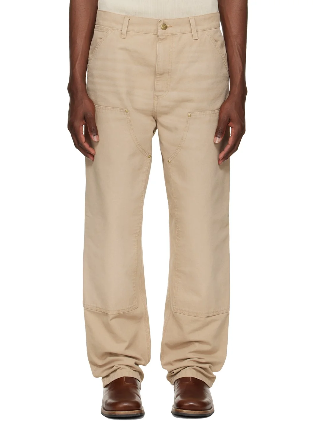 Beige Double Knee Trousers - 1