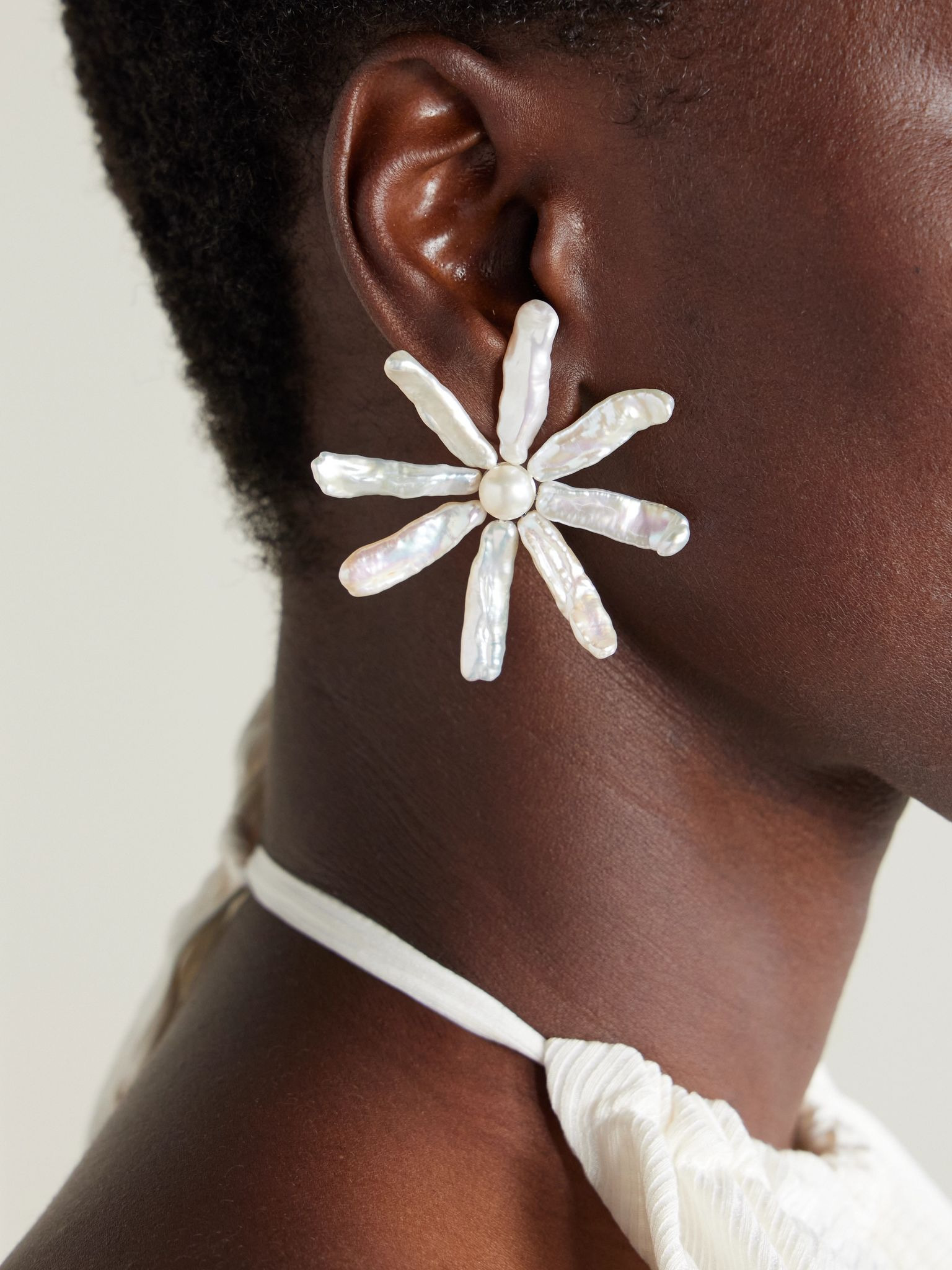 Silver-tone pearl earrings Ivory - 2