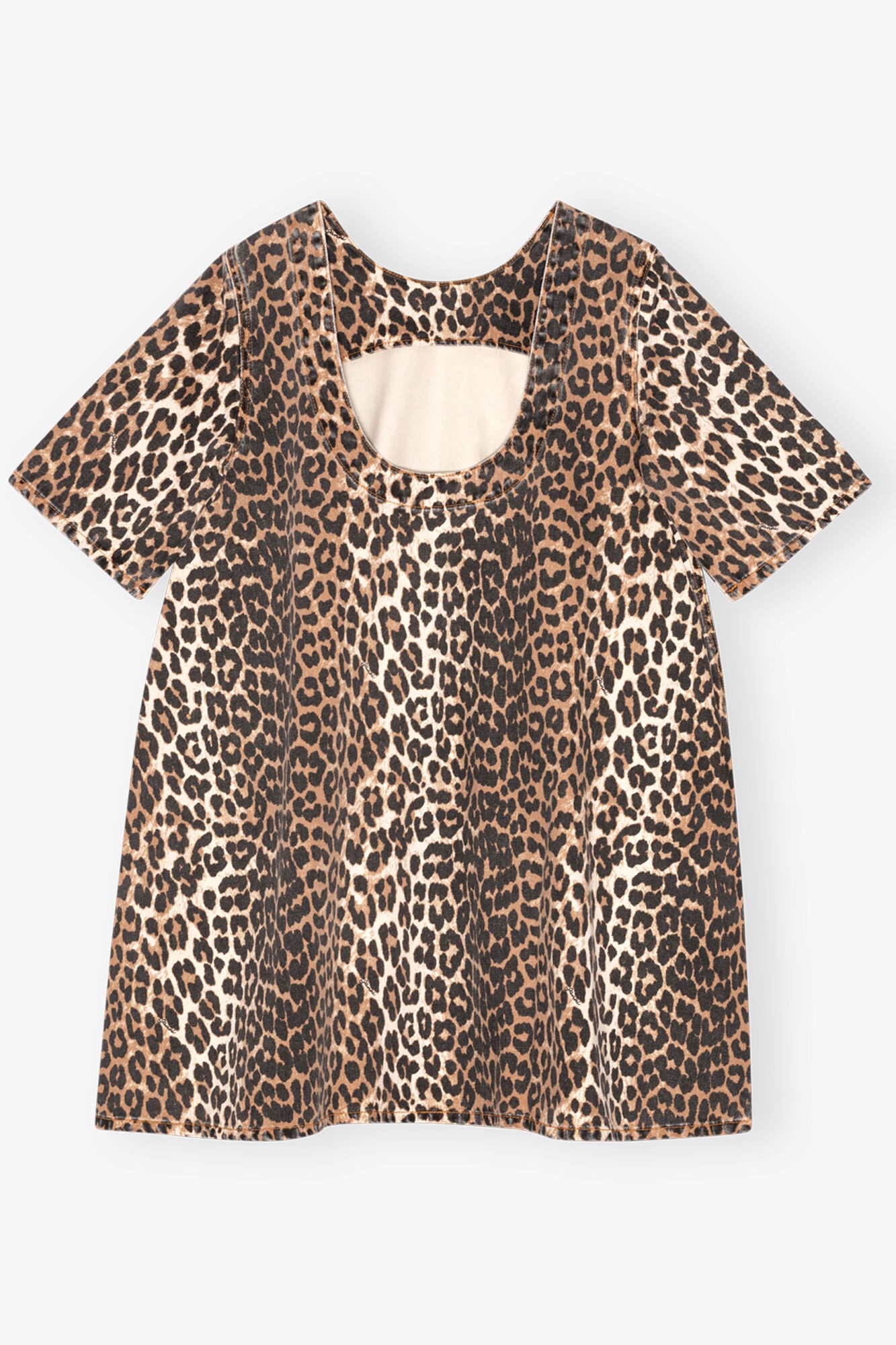 LEOPARD PRINTED DENIM MINI DRESS - 2