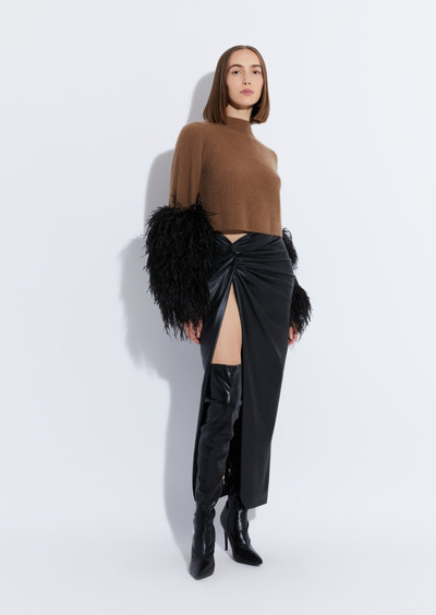LAPOINTE Cashmere Silk Cropped Raglan Sweater With Feathers outlook