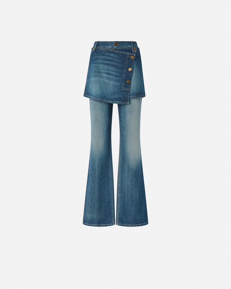 FLARED JEANS WITH REMOVABLE MINISKIRT 1
