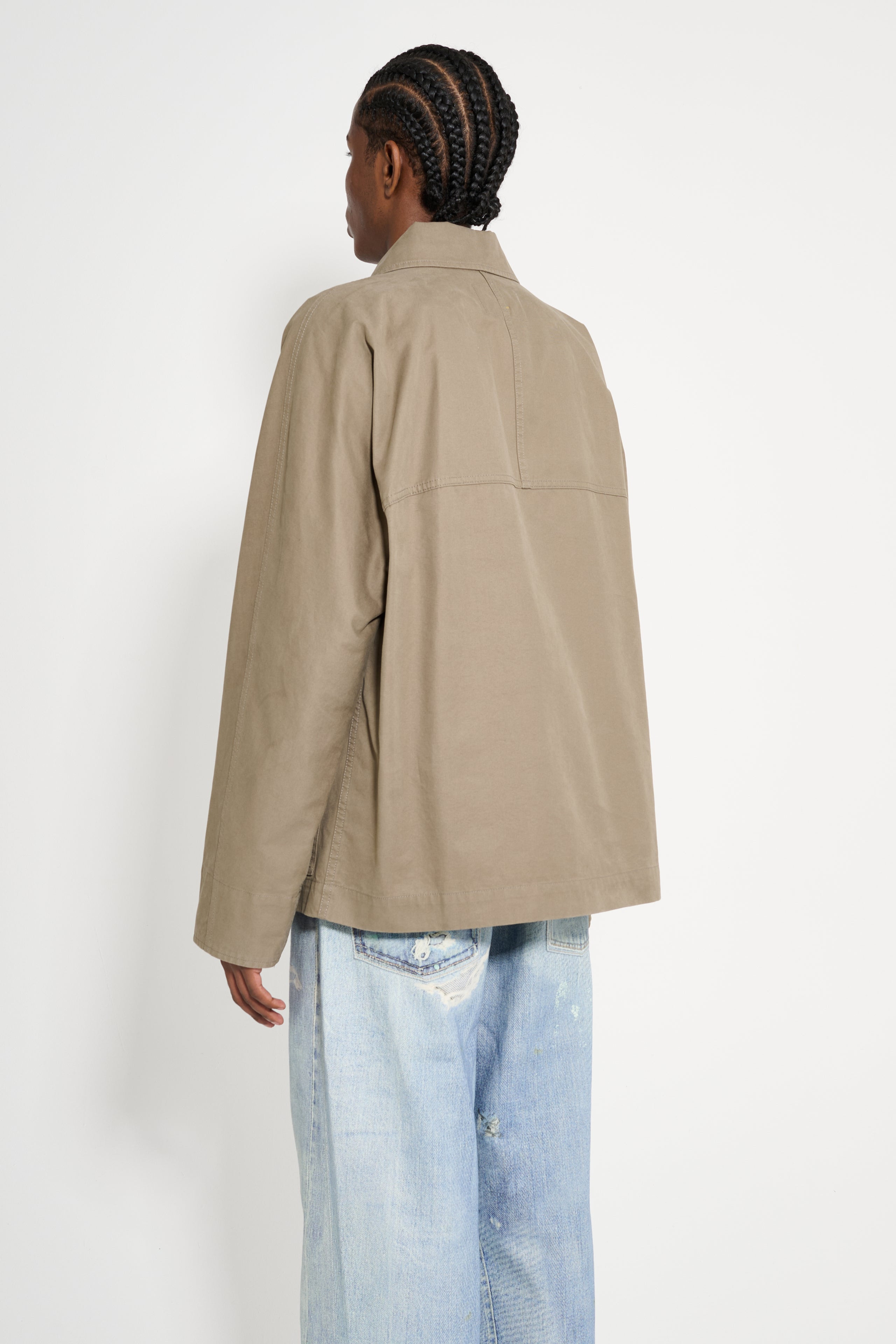 MARGARET HOWELL MHL RAGLAN JACKET PLAIN COTTON DRILL TAUPE - 3