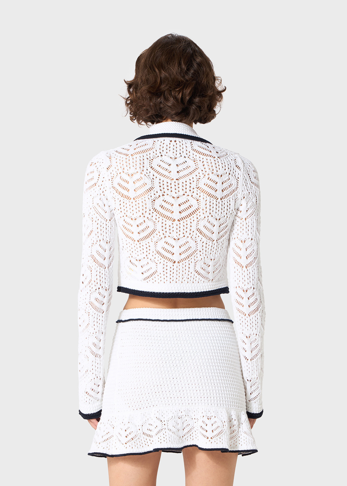 OPENWORK COTTON CROPPED CARDIGAN - 4