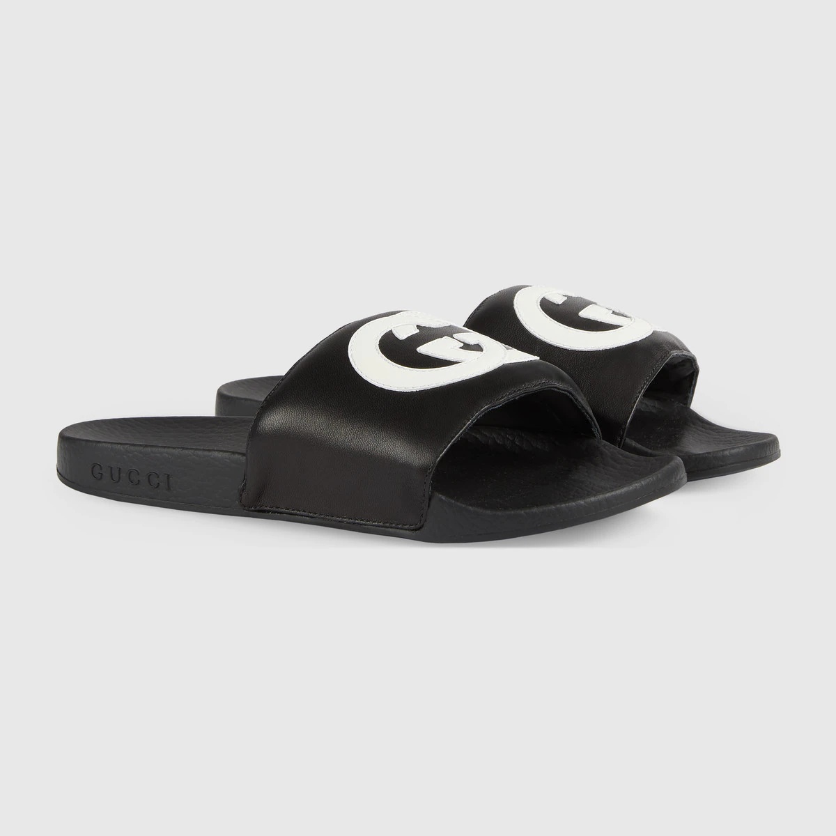 Interlocking G leather slide sandal - 2
