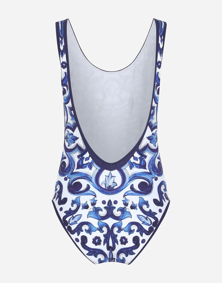 Majolica-print racing swimsuit - 3