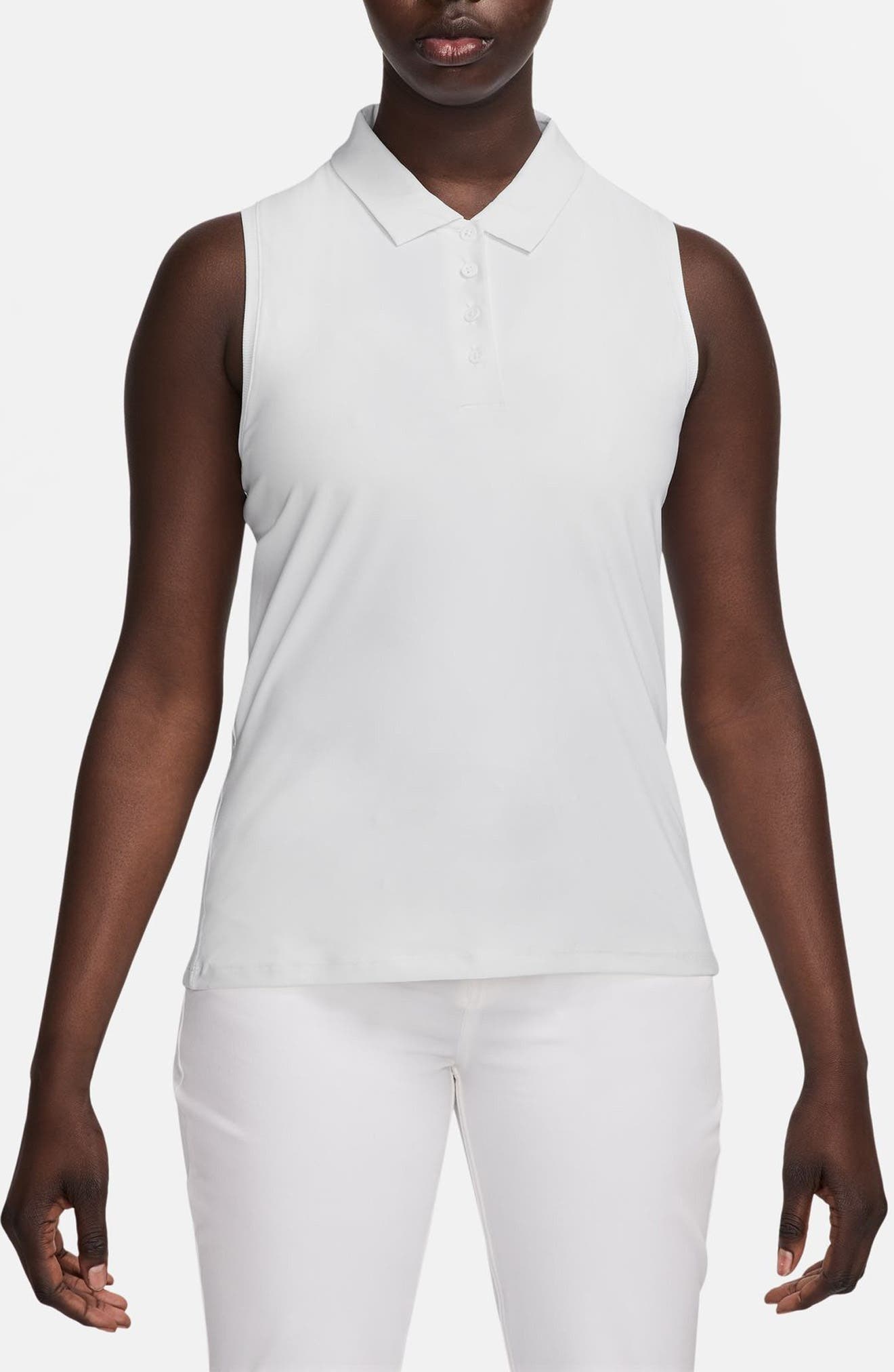 Nike Victory Dri-FIT Sleeveless Polo in 100 White/black at Nordstrom - 1