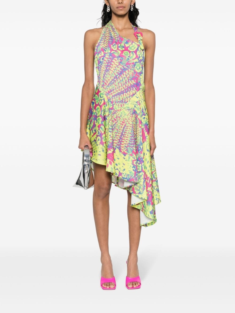 abstract-print asymmetric-hem dress - 2
