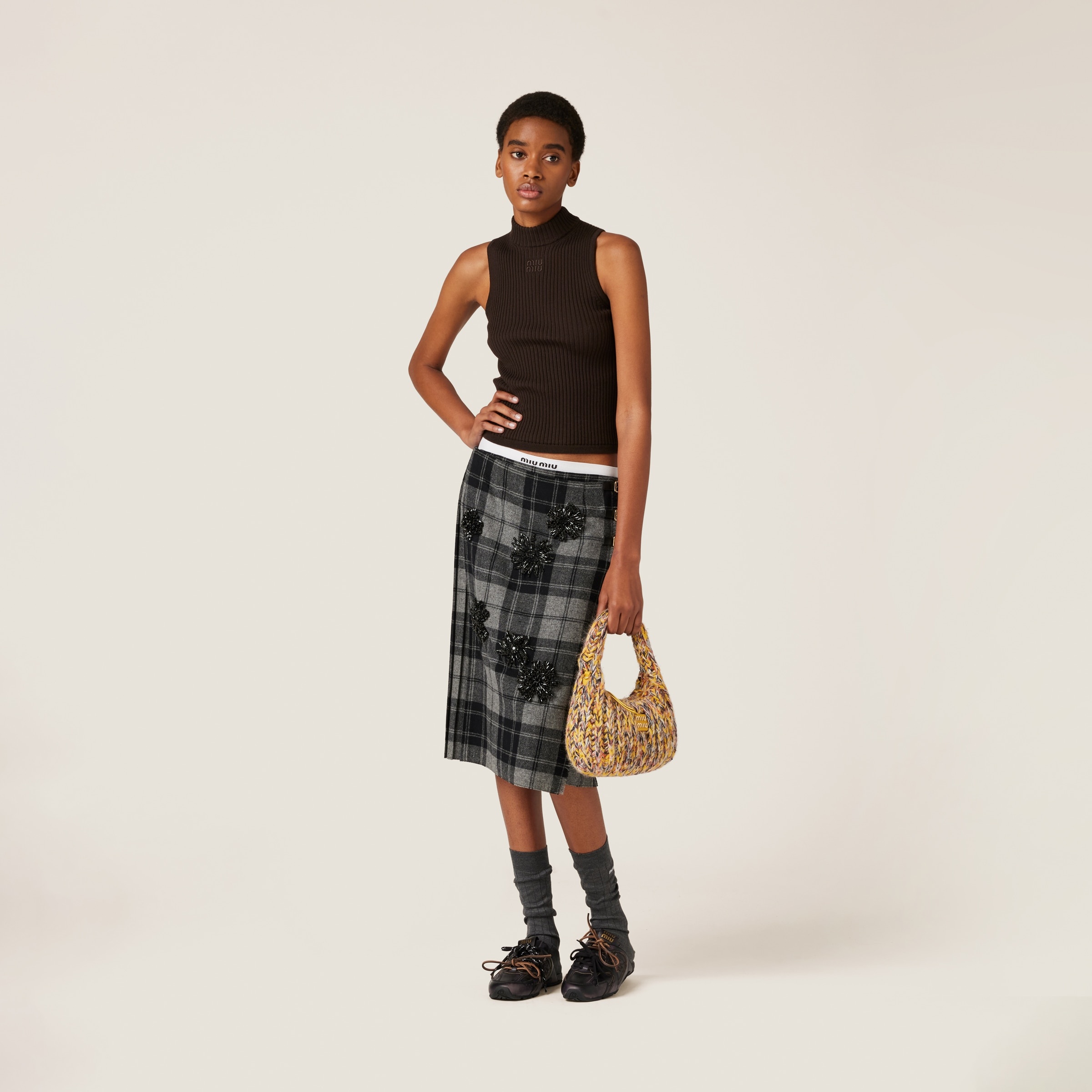 Ribbed knit wool turtleneck top - 2