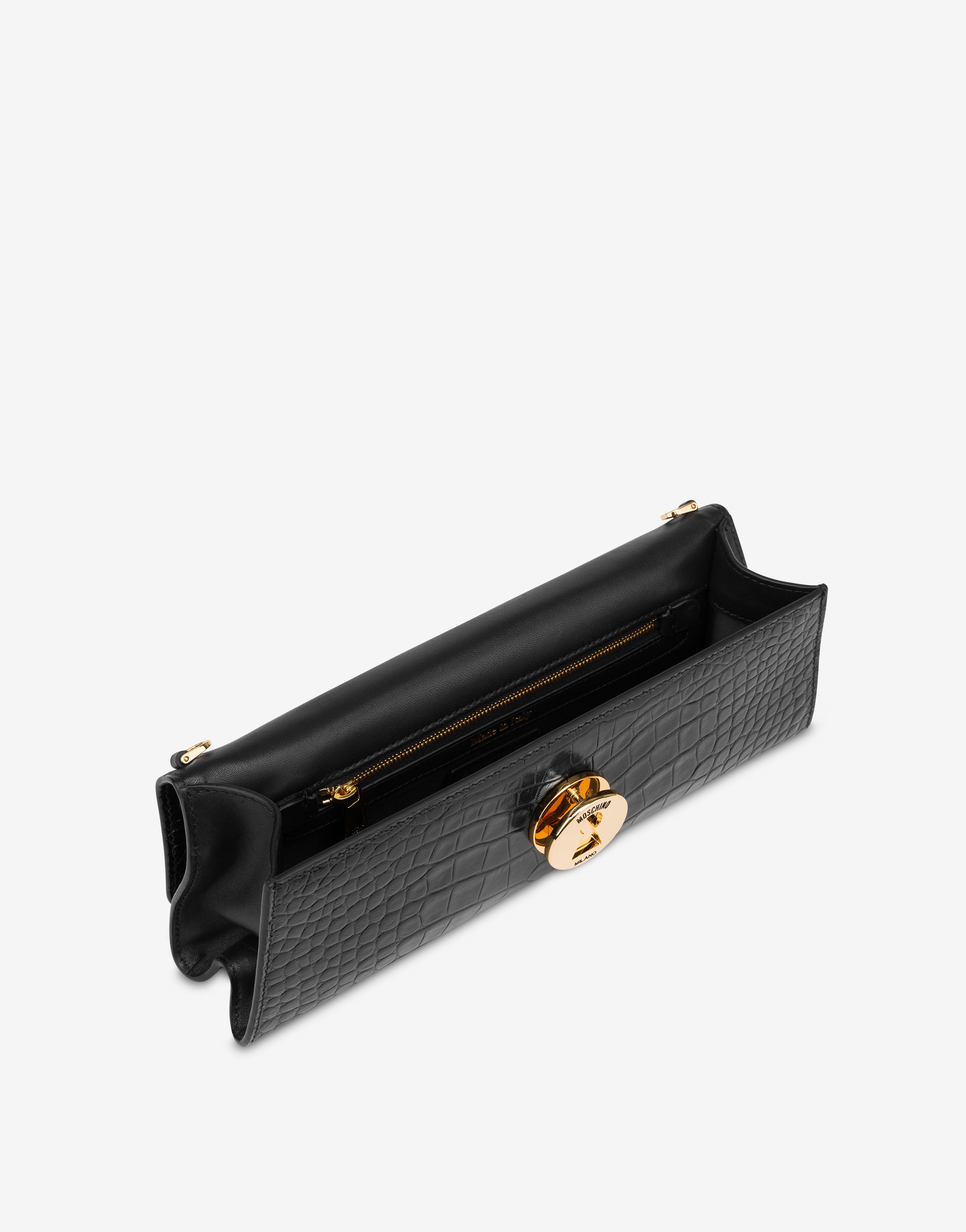METAL CLOSURE CROCODILE-PRINT MAXI CLUTCH - 3
