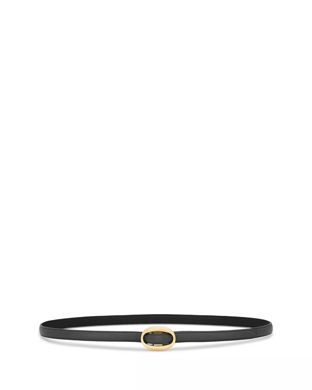 Oval Buckle Thin Belt In Smooth Leather - 1