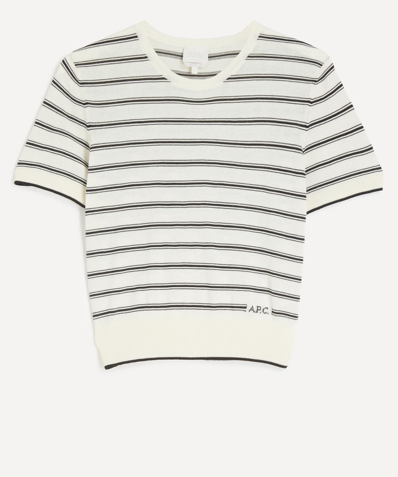 Short-Sleeve Striped Knit Top 1