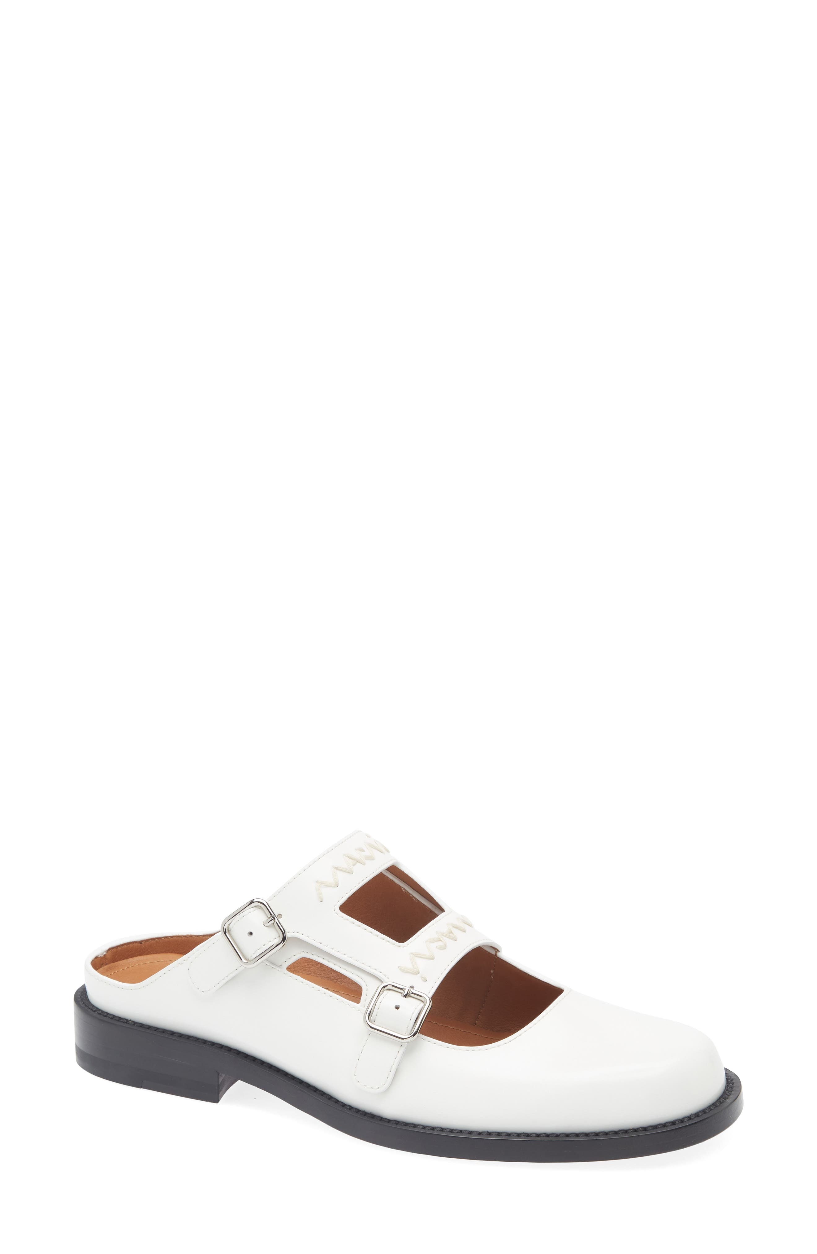 Marni Logo Embroidered Sabot Mule in White at Nordstrom - 1