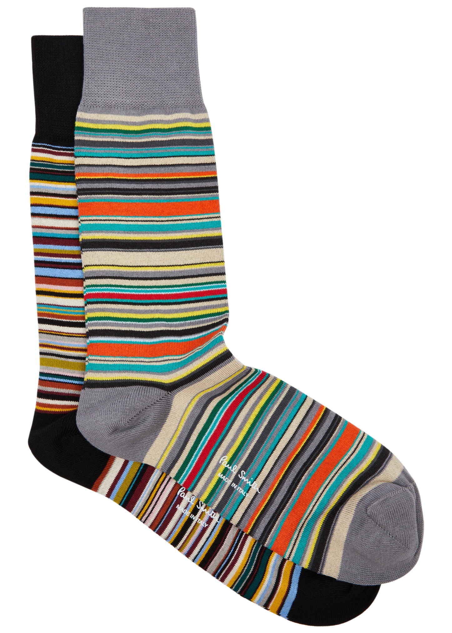 Striped cotton-blend socks - set of two - 1