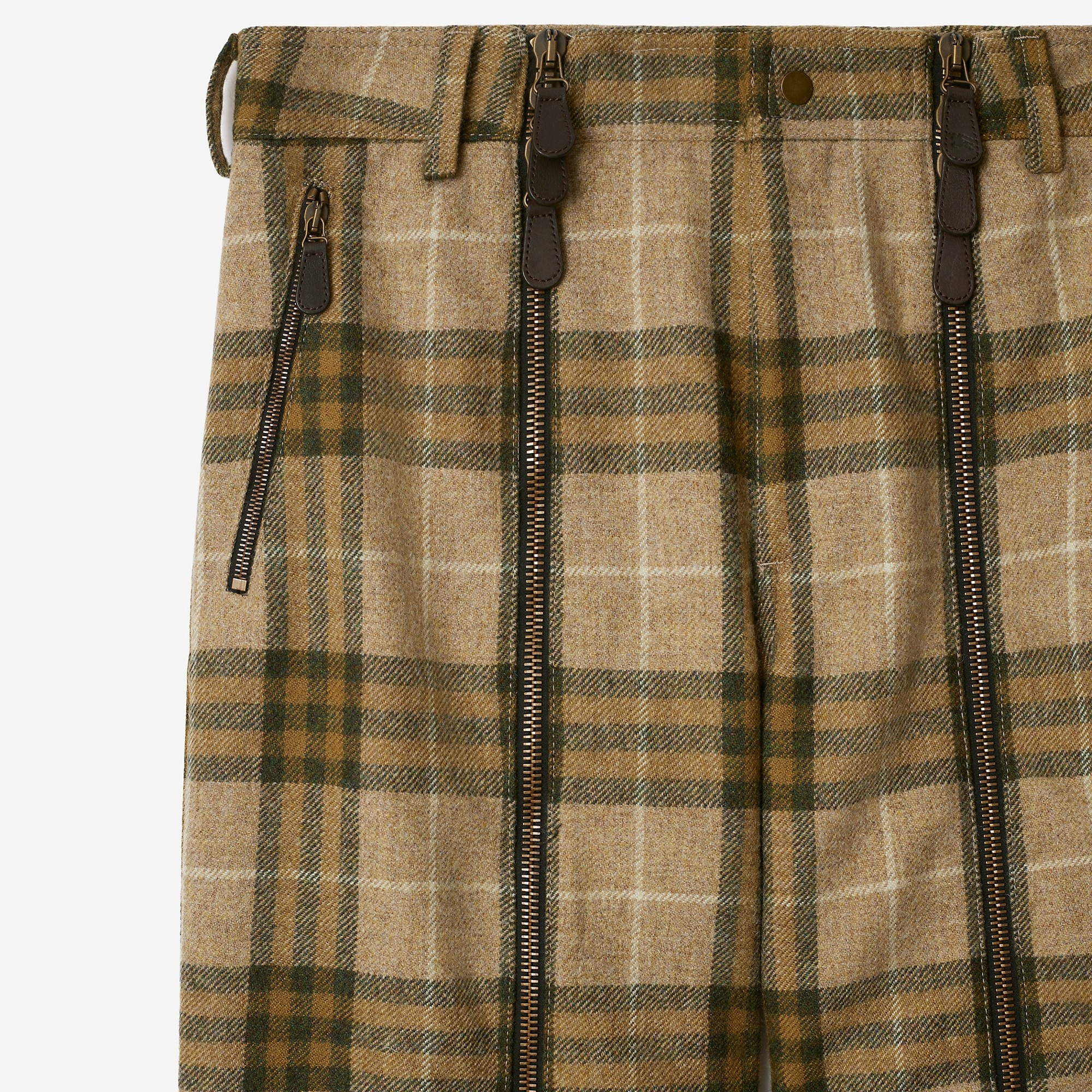 Check Wool Zip Trousers - 5