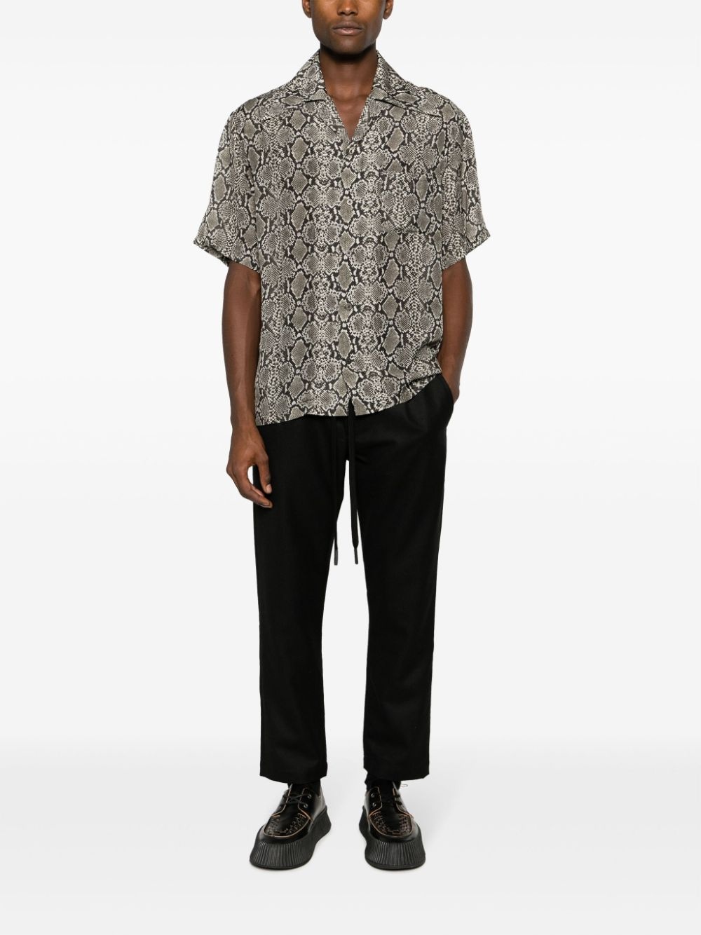 short-sleeve snakeskin-print shirt - 2