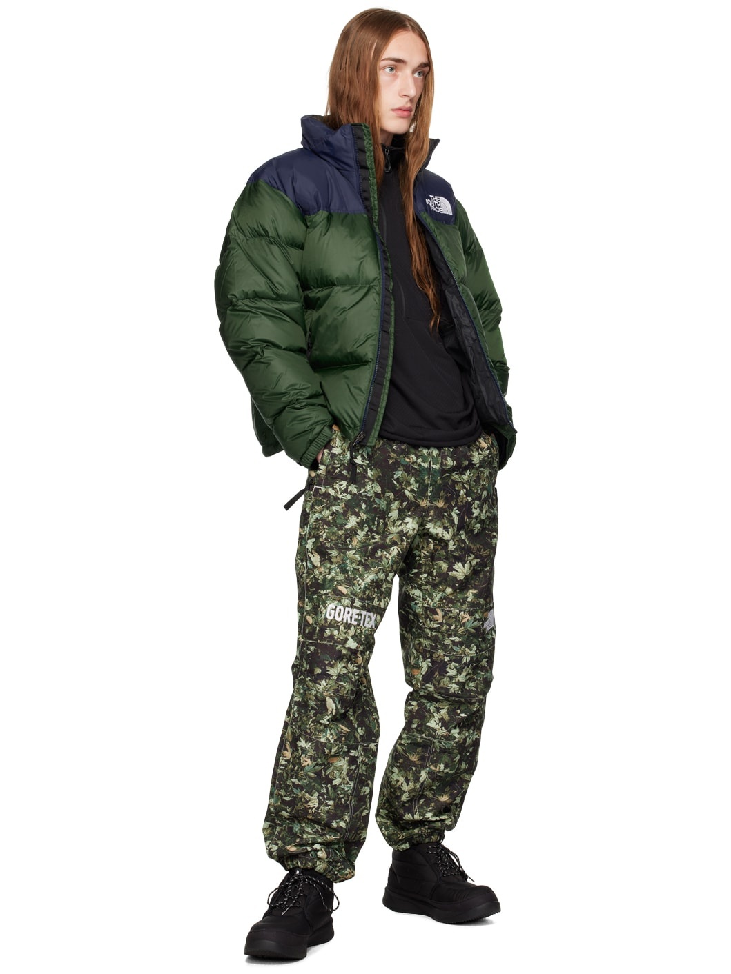 Green & Navy 1996 Retro Nuptse Down Jacket - 4