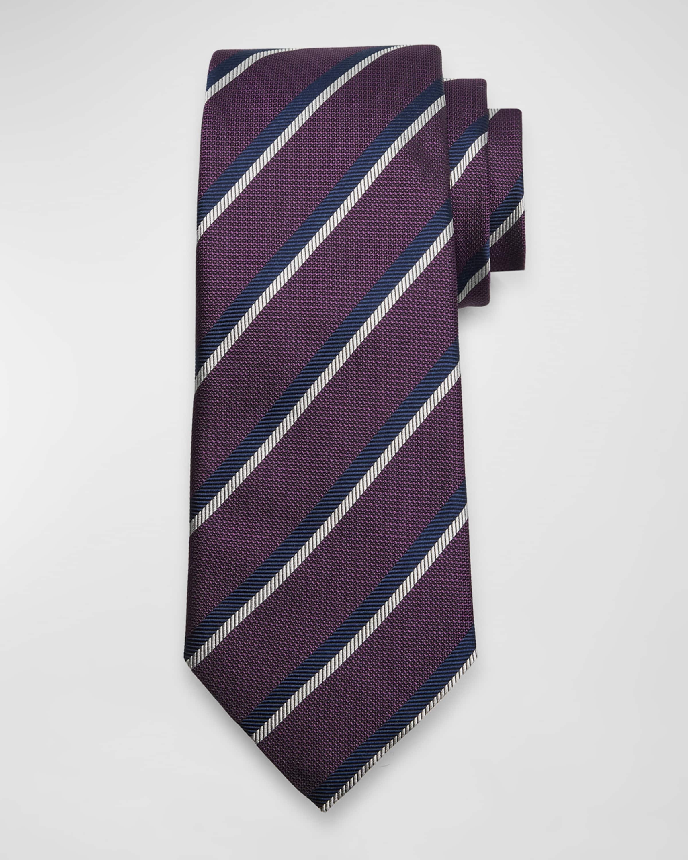 Men's Herringbone Stripe Silk Tie - 1