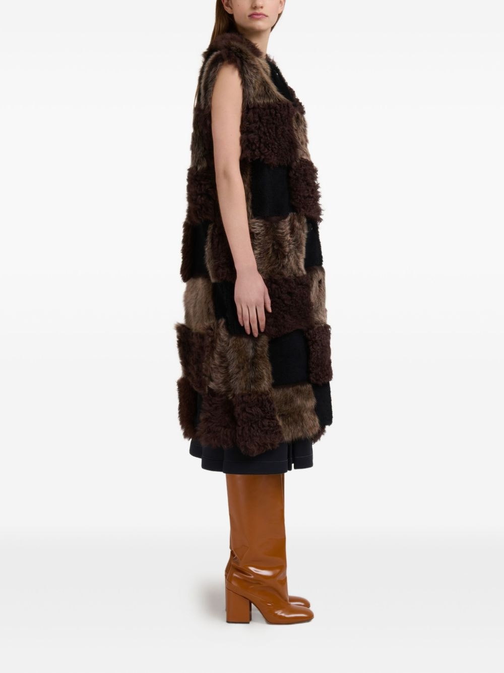 patchwork faux fur gilet - 3