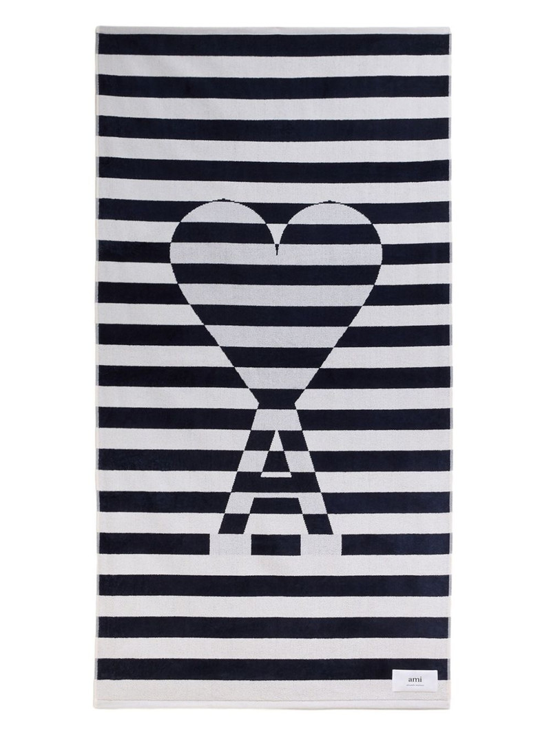 AMI Paris Ami de Coeur striped beach towel outlook
