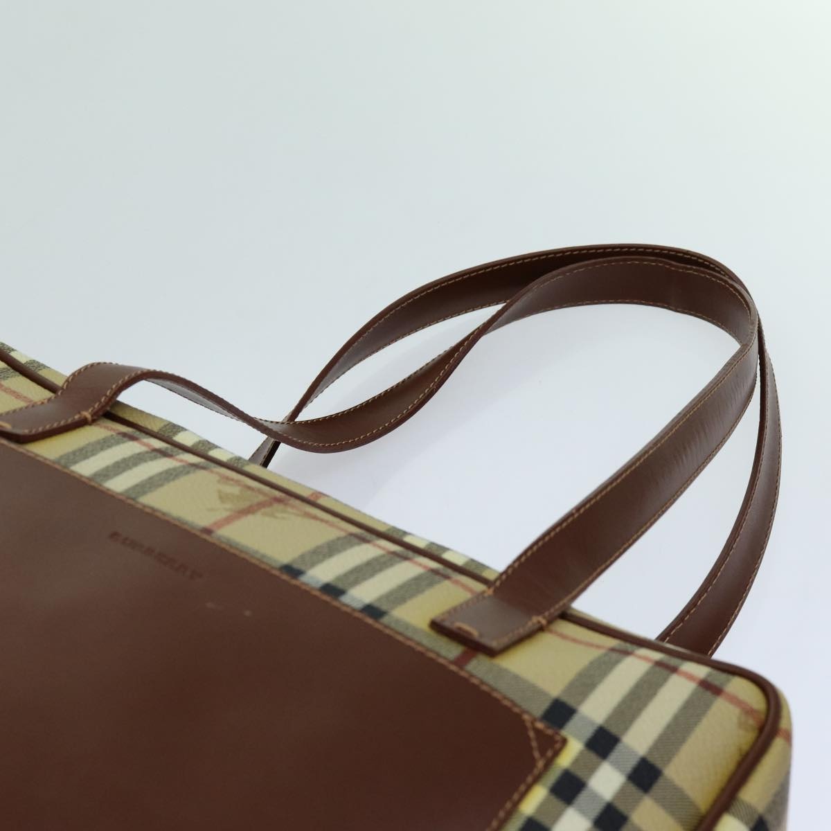 Burberry Nova Check Shoulder Bag Pvc Leather Beige - 14