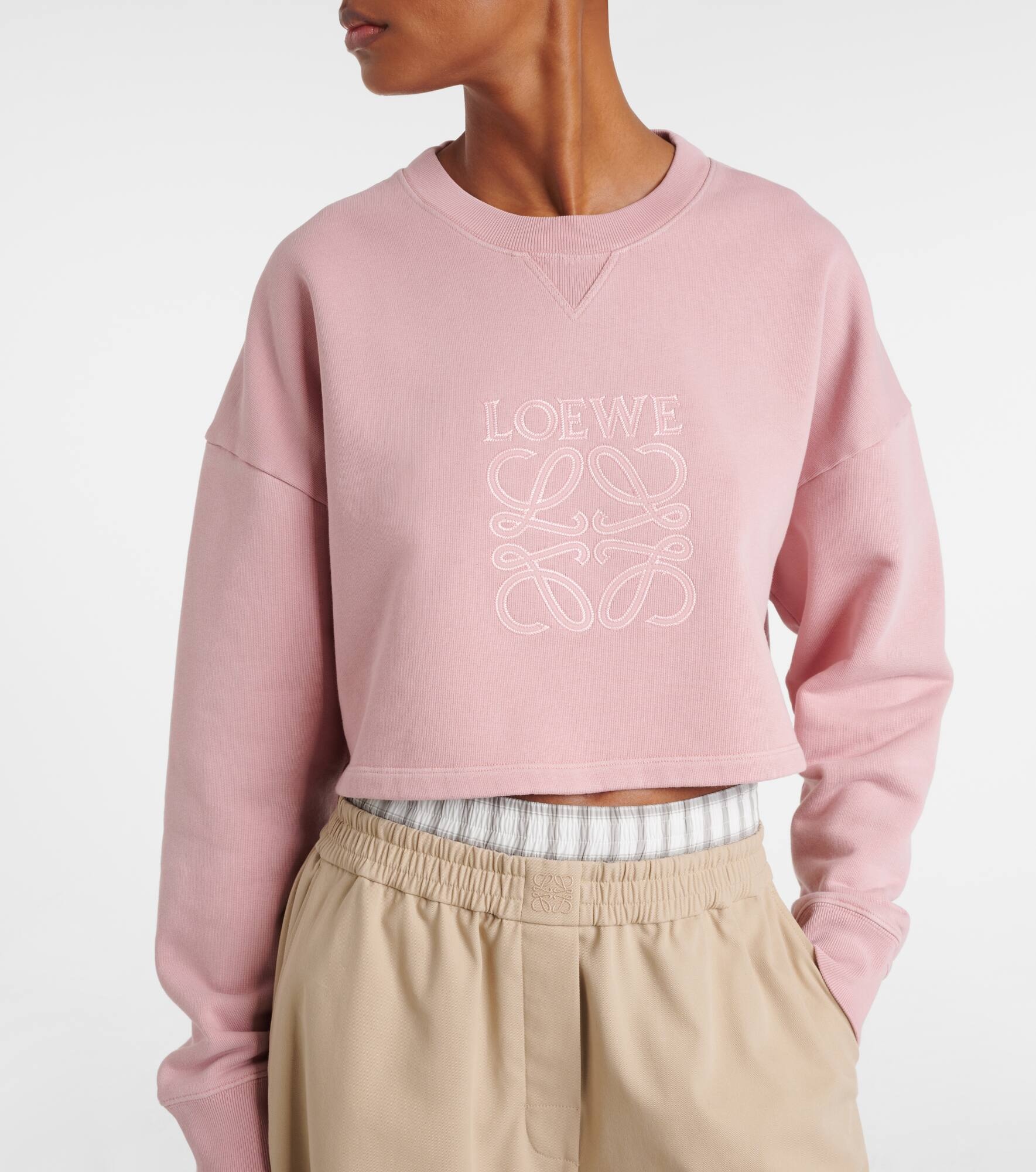 Anagram cropped cotton jersey sweatshirt - 5